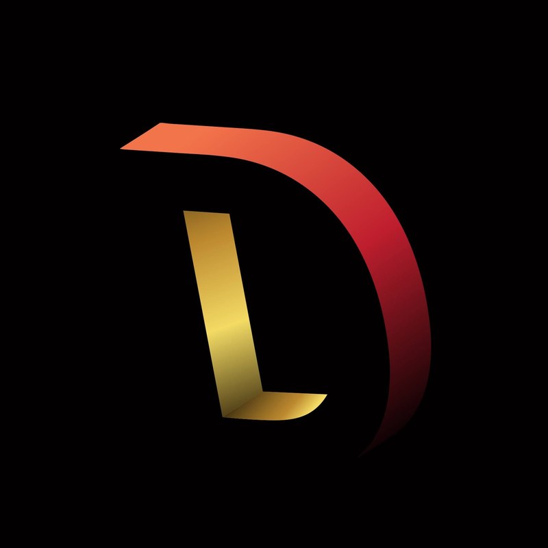 DigitaLee Marketing 红金色组合标志，黑色背景